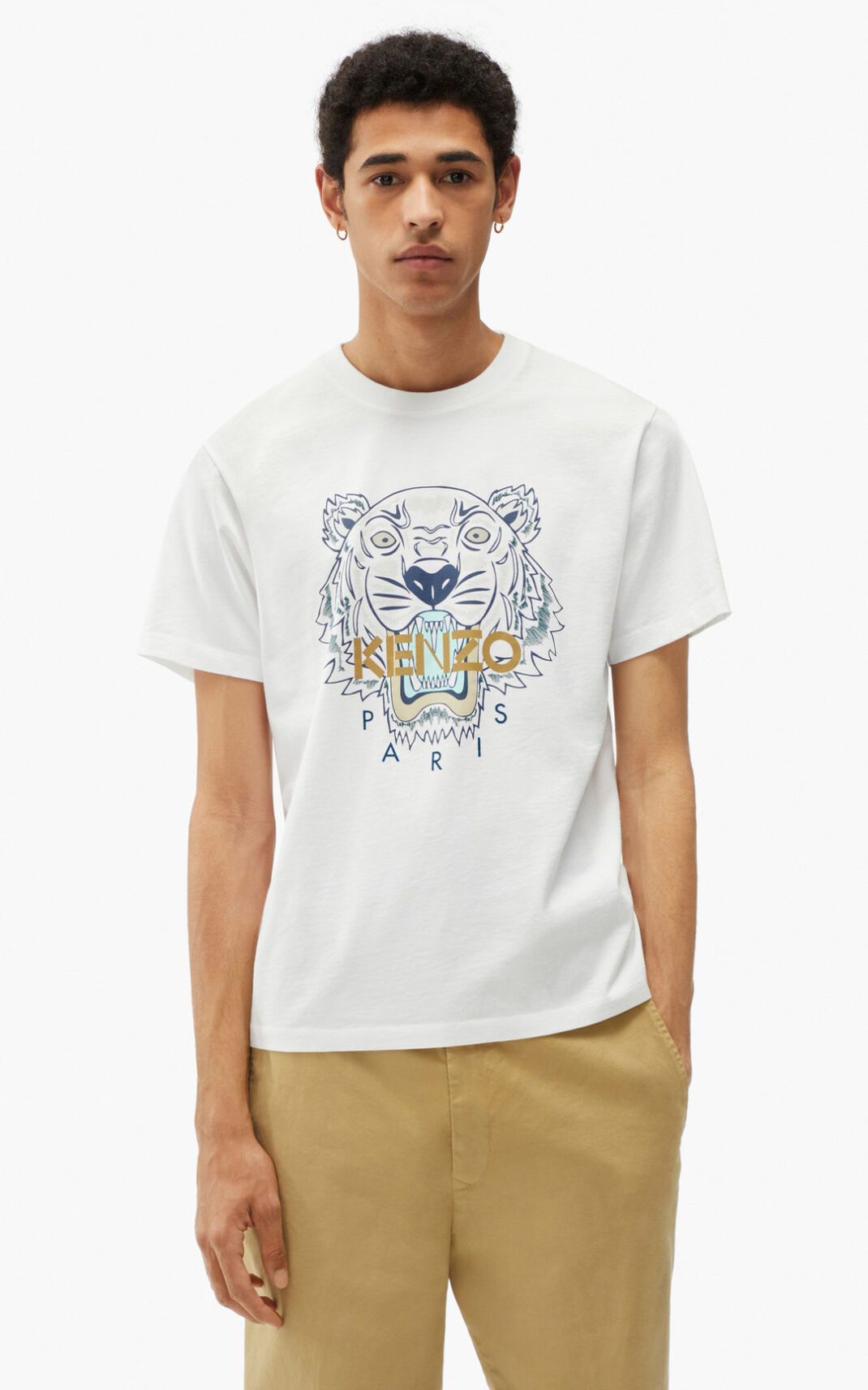 Kenzo 虎 Tシャツ メンズ 白 - ORWVBI034